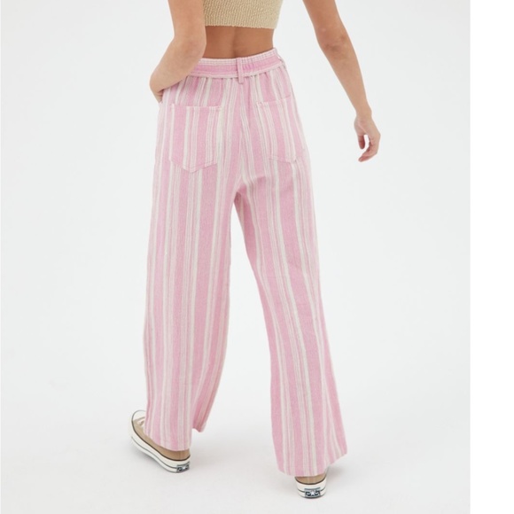 UO Kai Striped Boho Beach Wide Linen Baggy Pant - Picture 2 of 6